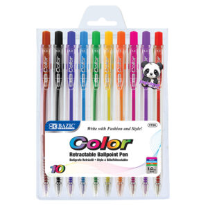 Colour Retractable Pens 10pk - Image 1