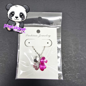 Clover Pendant & Chain Pink
