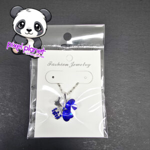 Clover Pendant & Chain Dark Blue