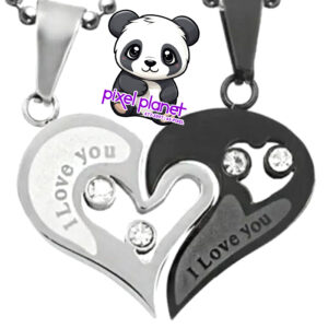Friendship Pendants Interlocking Heart Black & Silver