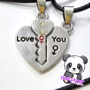 Love you key and Heart Pendant